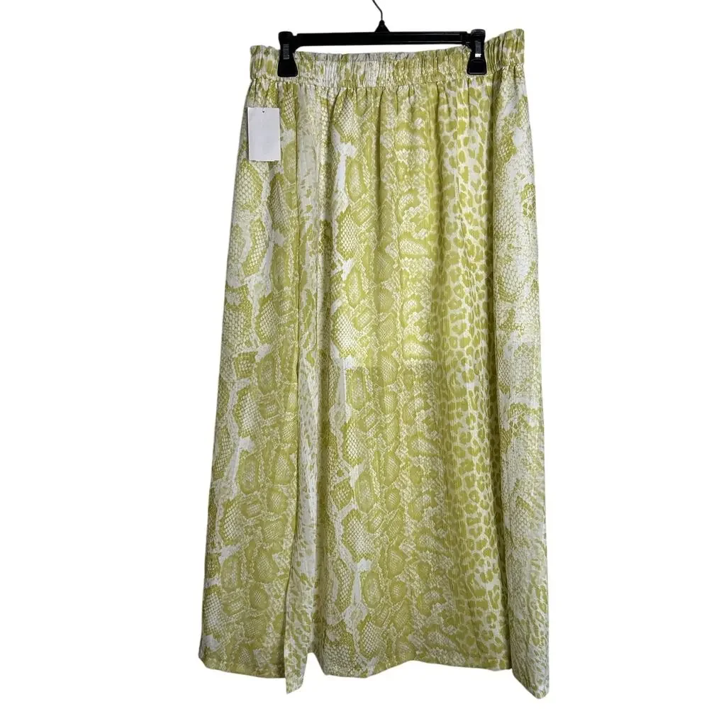 ALLSAINTS NWT $229 Clara Noche Lime Green Snake Print Midi Skirt Size 10